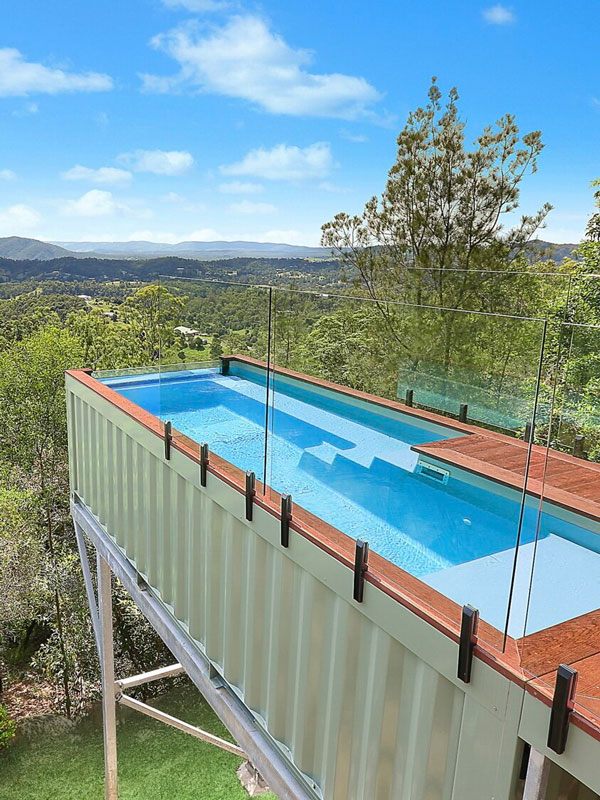 This container pool has views to die for over the ranges in the distance. Source: Shipping Container Pools
